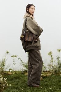 Bolso Carlino mini gabardina encerada cuadros marr&oacute;n