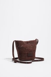 Bolso capazo peque&ntilde;o rafia nuez