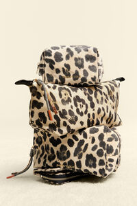 Neceser Trapecio mediano nylon print Leopard natural