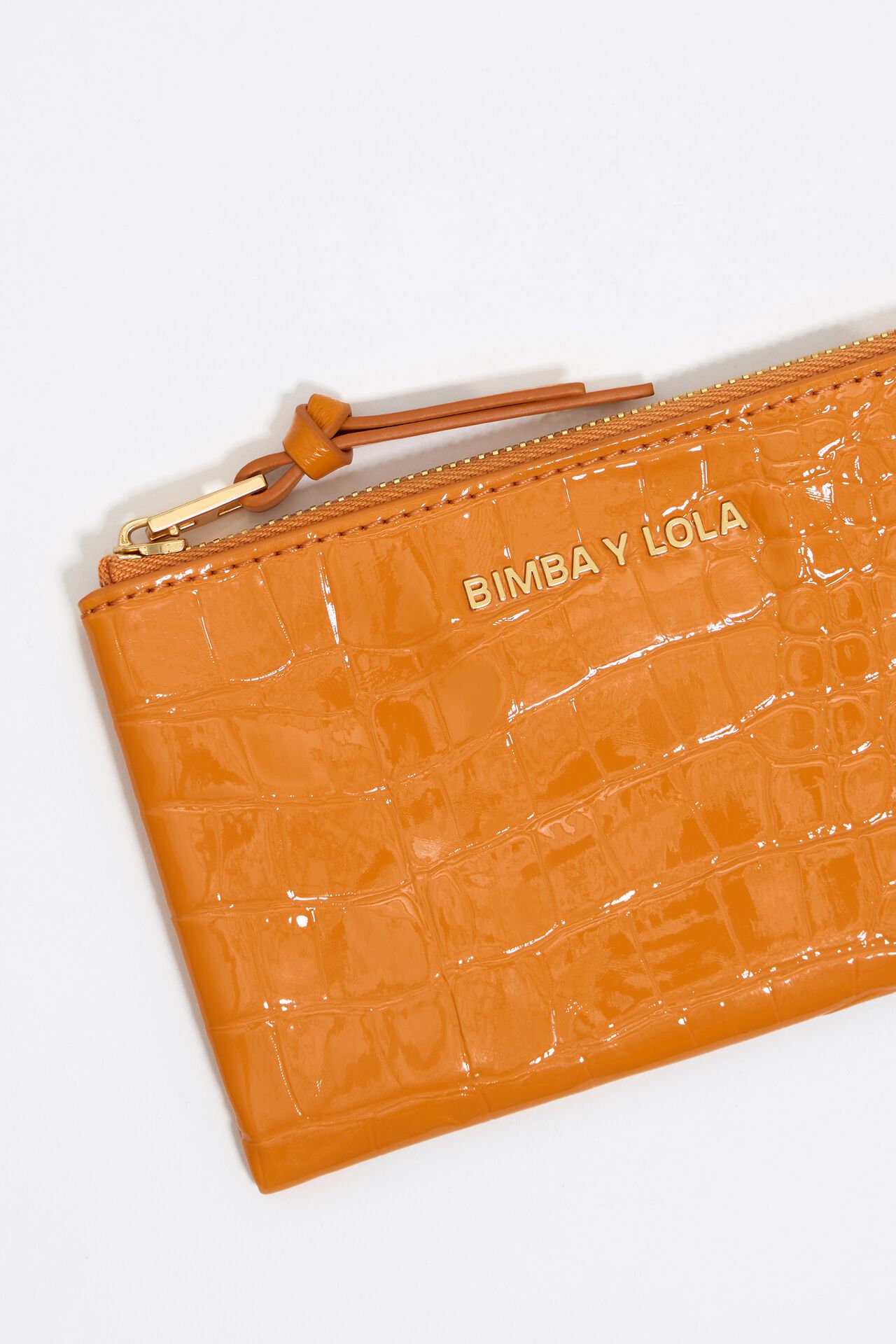 Monedero grabado cocodrilo mandarina
