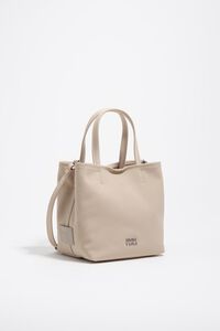 Bolso shopper peque&ntilde;o gabardina arena