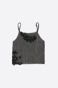 Top mohair encajes gris oscuro