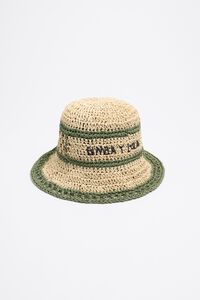 Gorro rafia papel natural caqui