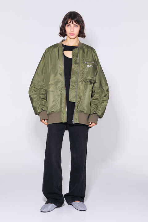 Vacío leopardo cámara Chaqueta bomber oversize caqui