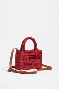 Bolso mini trenzado rafia rojo