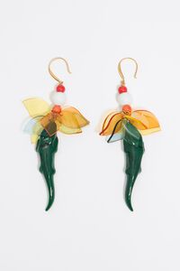 Pendientes cocodrilo y hojas verde