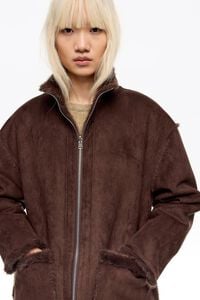 Abrigo reversible pelo marr&oacute;n oscuro