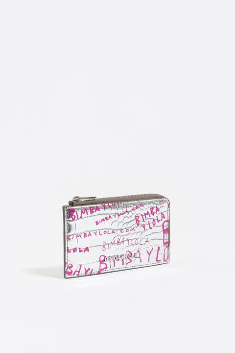 Tarjetero-monedero cocodrilo plata Tarjetero-monedero cocodrilo plata