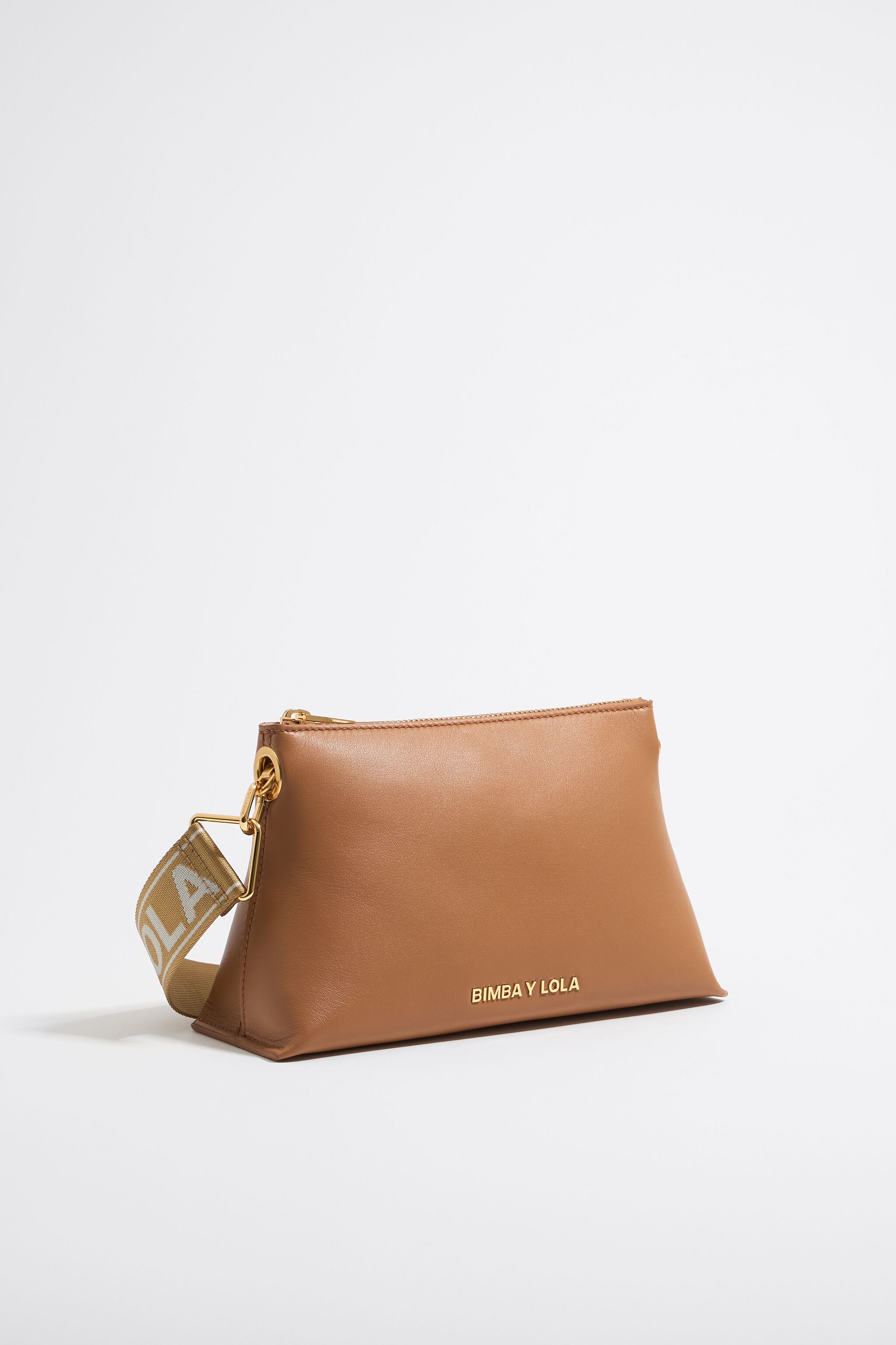 Bolso trapecio pequeno piel miel