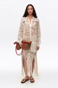 Bolso shopper grande efecto rafia natural oscuro