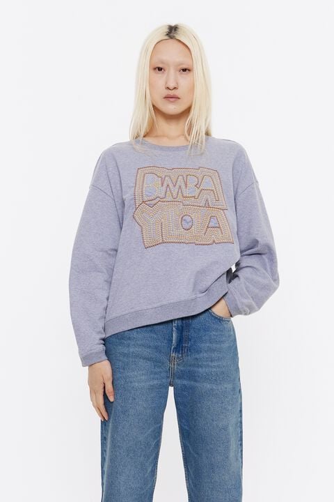 Sudadera logo bordado gris oscuro Sudadera logo bordado gris oscuro