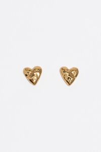 Pendientes coraz&oacute;n textura dorado oscuro
