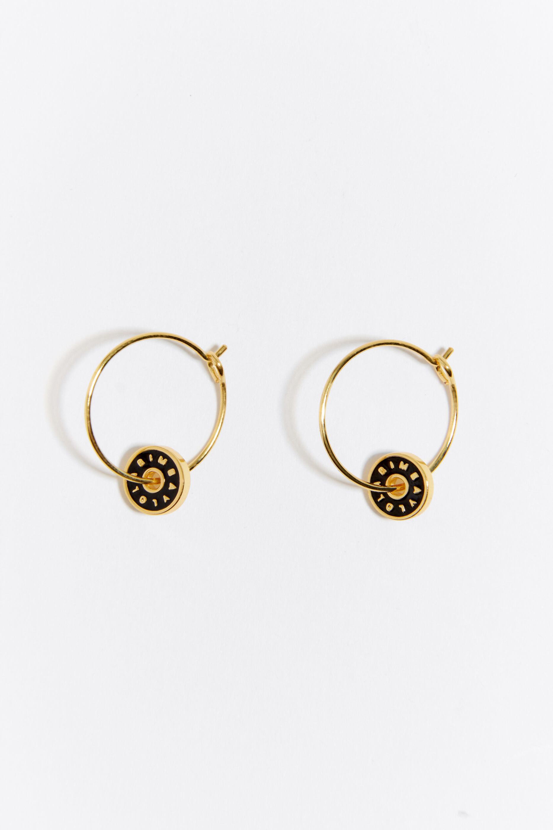 Pendientes aro logo negros