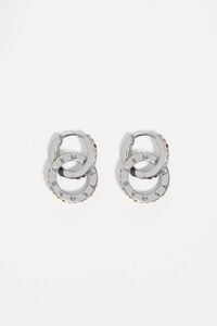 Pendientes doble aro logo plateado