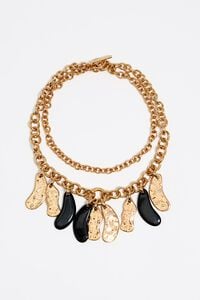 Collar cadena y p&eacute;talos textura negro