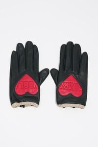 Guantes piel coraz&oacute;n a contraste