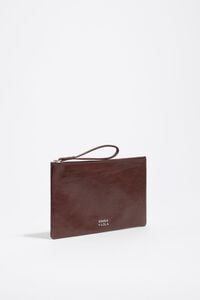 Bolso de mano piel brillante moca