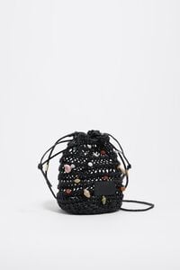 Bolso bucket mini trenzado piel negro
