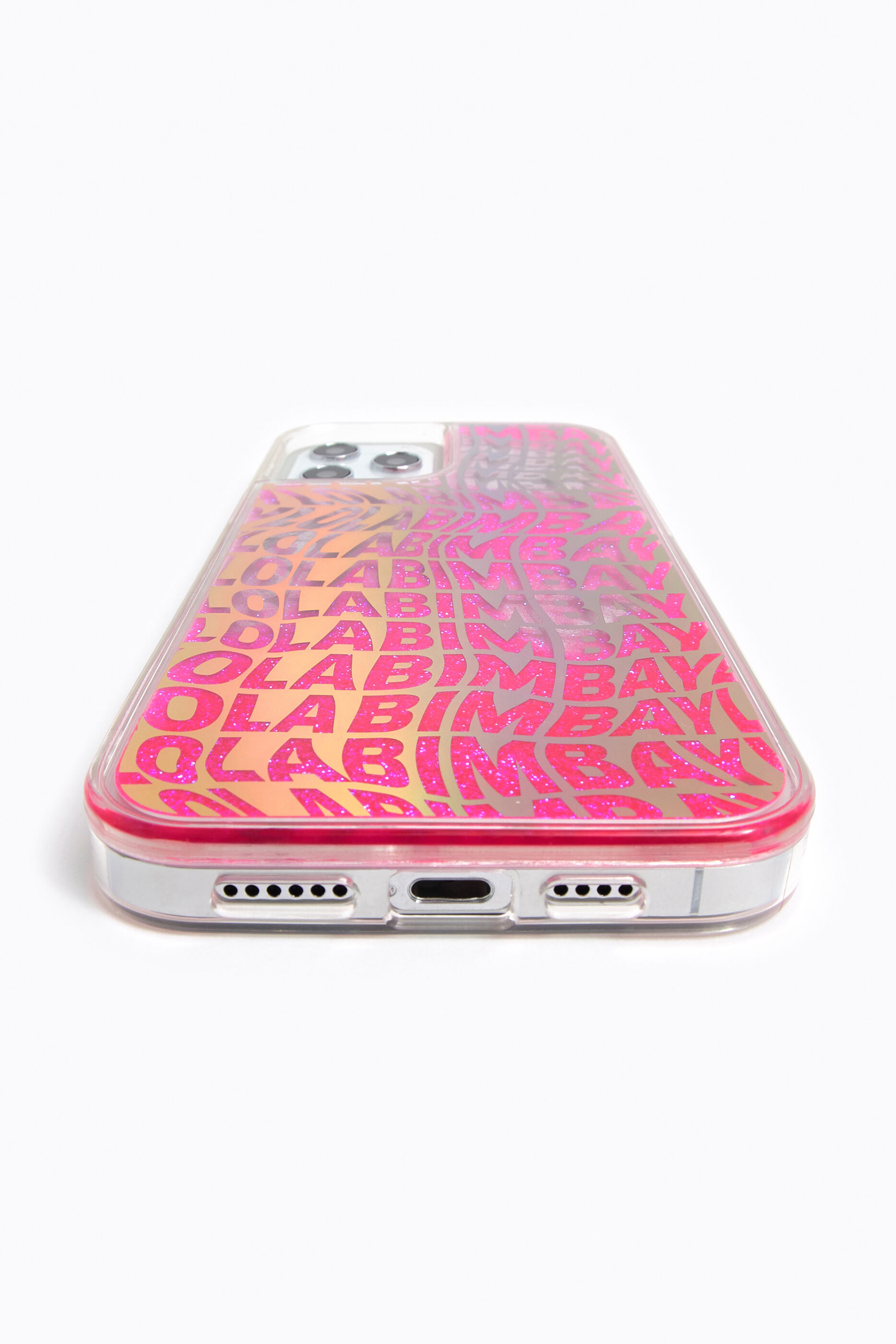 Funda iPhone 12 Pro Max glitter fucsia neón