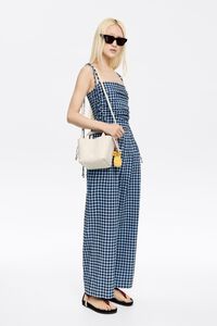 Mono textura cuadros azul empolvado