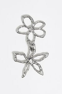 Pendientes textura flores plateados