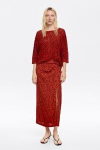 Falda midi Animalspots roja