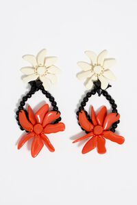 Pendientes flores marfil y coral