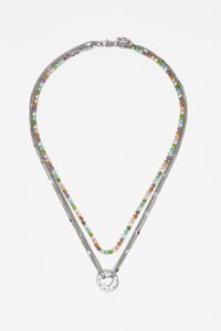 Collar  multicadenas logo plateado