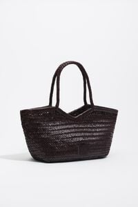 Bolso shopper grande trenzado piel berenjena