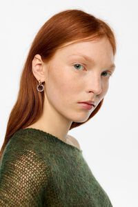 Pendientes doble aro logo negro