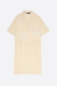 Vestido camisero piezas crochet beige