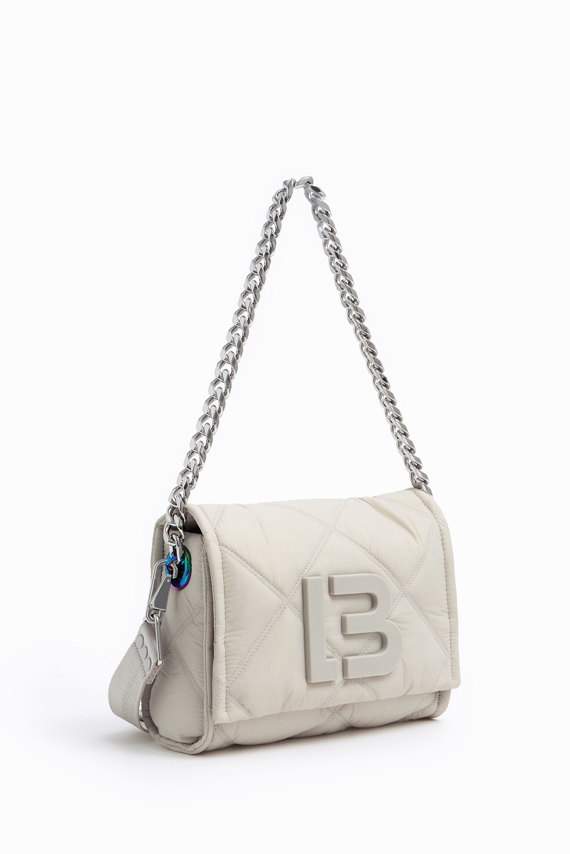 Bolso bandolera M nylon acolchado piedra