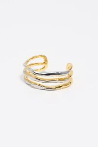 Pulsera r&iacute;gida triple textura bicolor