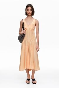 Vestido espalda cruzada seda naranja