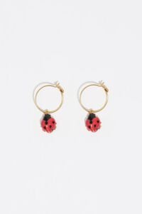 Pendientes aro mini mariquita rojos