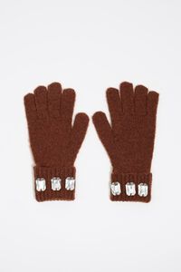 Guantes punto cristales marr&oacute;n