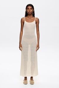 Vestido punto espalda descubierta marfil Vestido punto espalda descubierta marfil