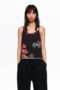 Top tirantes arrugado tortuga negro