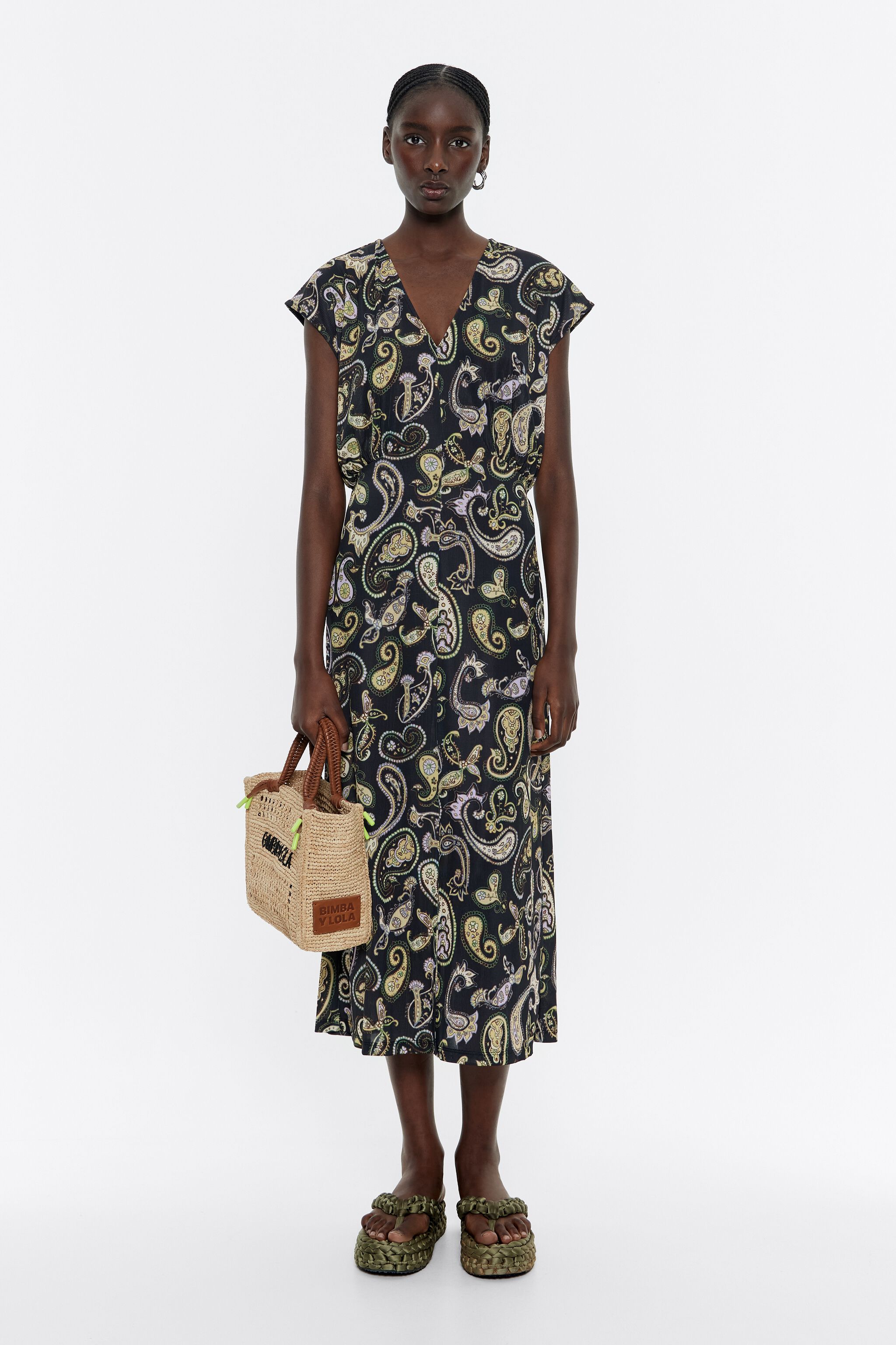 Vestido canale Paisley negro
