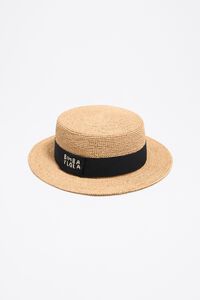 Sombrero canotier ala corta rafia natural