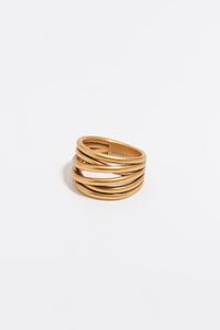 Anillo bandas cruzadas dorado mate