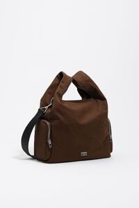 Bolso Paper Pocket mediano gabardina encerada caqui oscuro
