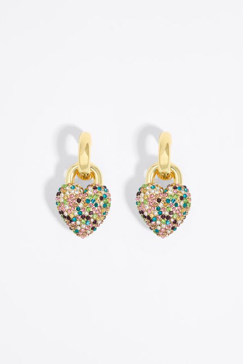 Pendientes aro con corazón cristales multicolor Pendientes aro con corazón cristales multicolor