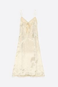 Vestido recto midi mix tejidos beige