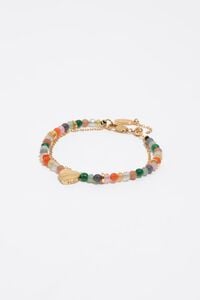 Pulsera doble piedras y coraz&oacute;n dorada