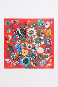 Pa&ntilde;uelo ramo de flores frambuesa