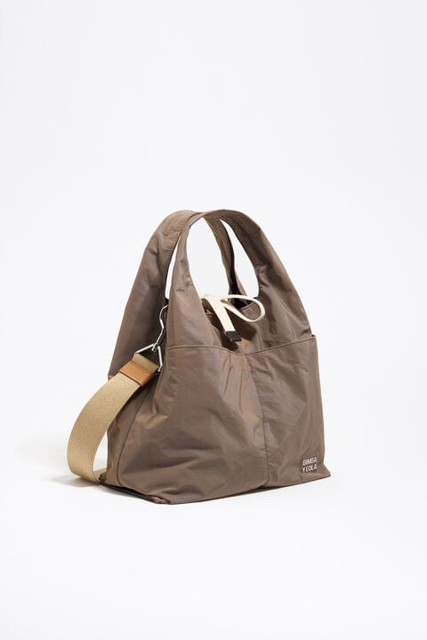 Bolso mediano Paper nylon visón Bolso mediano Paper nylon visón