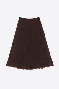 Falda midi con vuelo marr&oacute;n