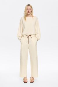 Pantalón algodón pinzas vainilla Pantalón algodón pinzas vainilla