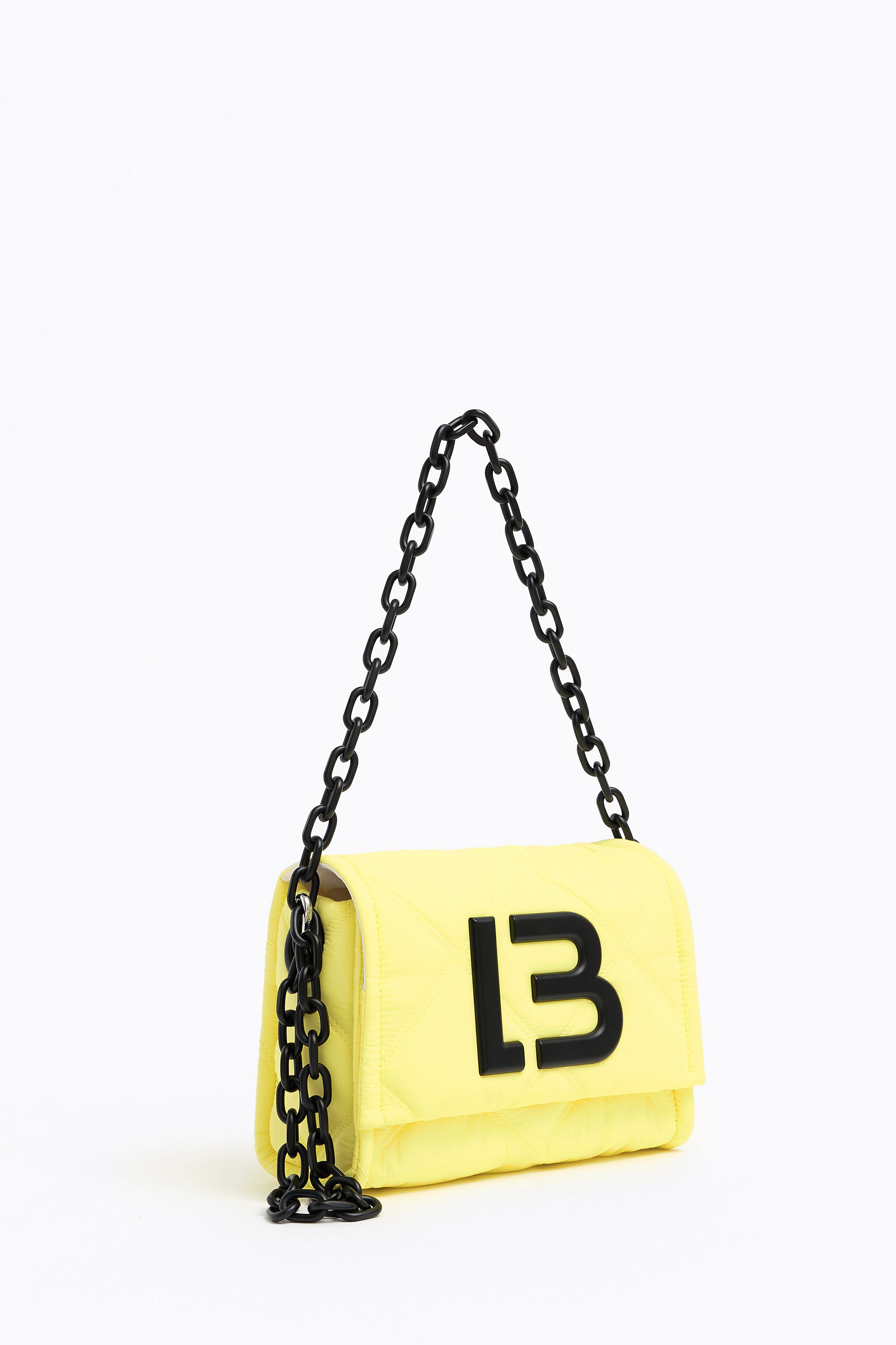 Bolso bandolera S nylon acolchado amarillo